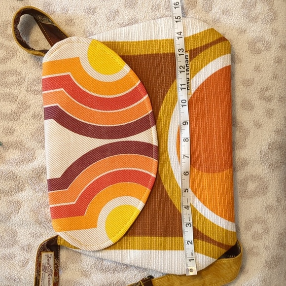 Retro Autumn Colors 60s Crossbody Bag Fall Leaves Satchel Vintage Materials - Picture 9 of 9